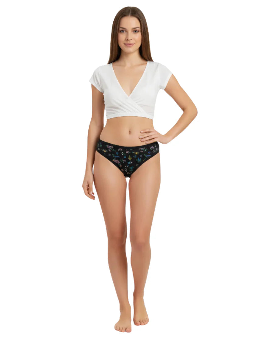 AFIFAH LINGERIE _PACK OF 5 SUPER SOFT COTTON STRETCH PRINTED BIKINI BRIEFS -FOOTBALL