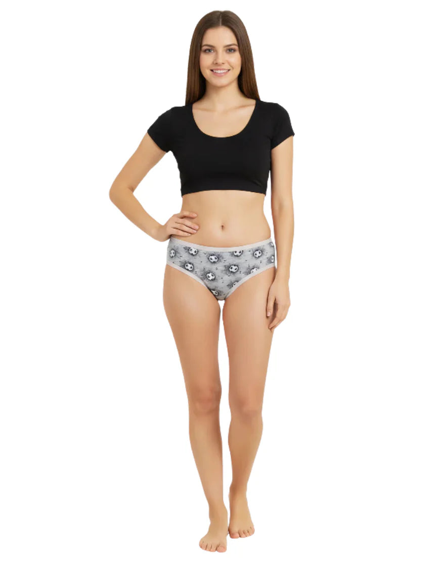 AFIFAH LINGERIE _PACK OF 5 SUPER SOFT COTTON STRETCH PRINTED BIKINI BRIEFS -FOOTBALL