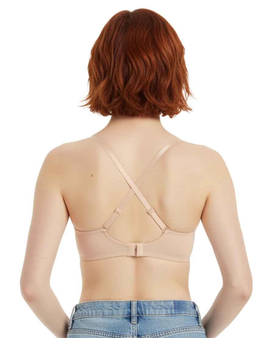 AFIFAH LINGERIE _Deep Plunge Level 2 Push-Up Bra with Adjustable Straps and Mesh Wings PINK