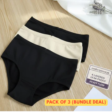 AFIFAH LINGERIE_Buy 2 Get 1 Free Special Bumper Offer Imported Soft Material 4 Layered Leak Proof Period Panty for Heavy Flow