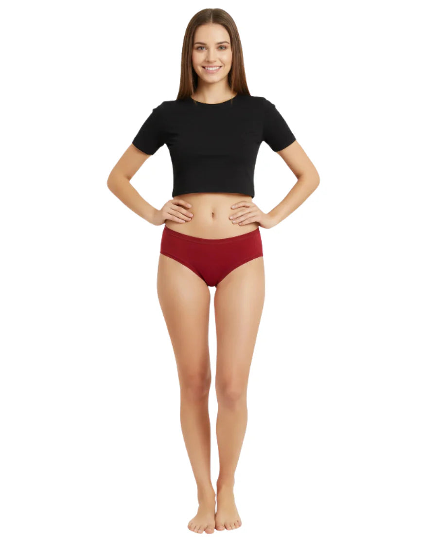 AFIFAH LINGERIE_PACK OF 5 SUPER SOFT COTTON STRETCH PRINTED BIKINI BRIEFS -RED HEARTS