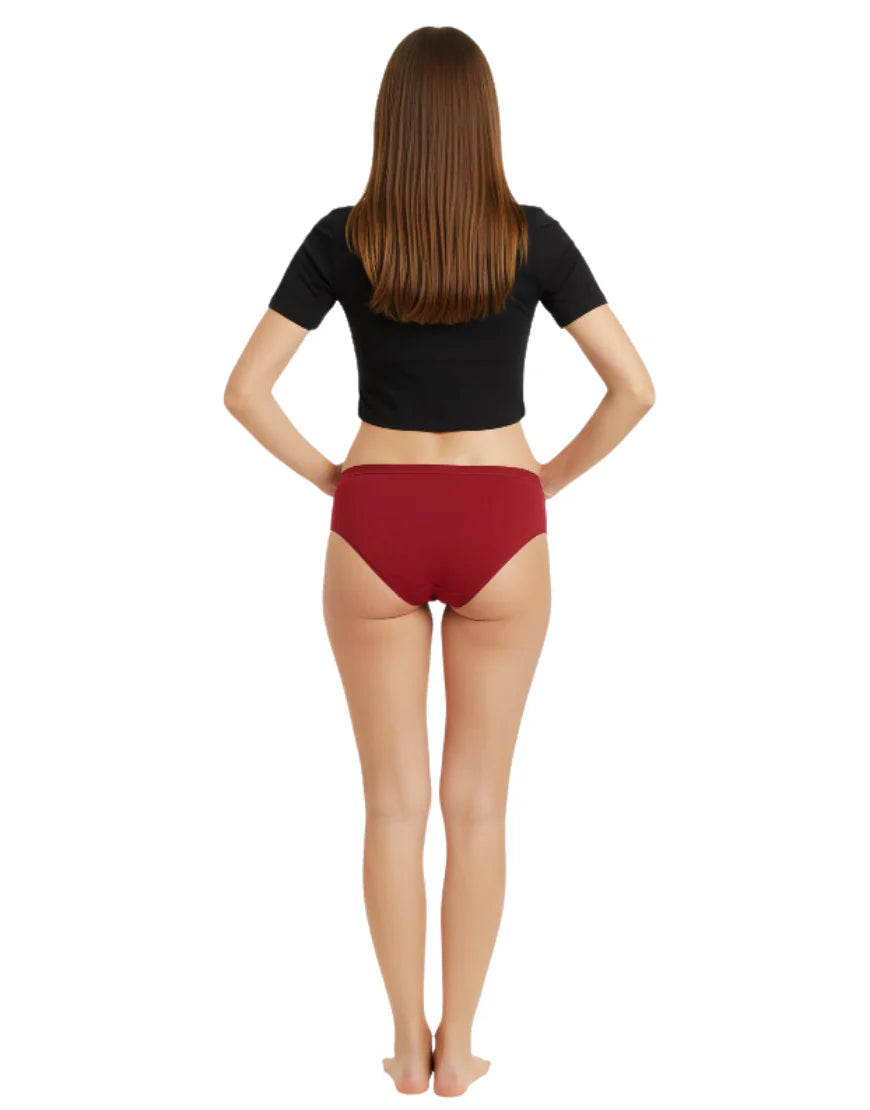 AFIFAH LINGERIE_PACK OF 5 SUPER SOFT COTTON STRETCH PRINTED BIKINI BRIEFS -RED HEARTS