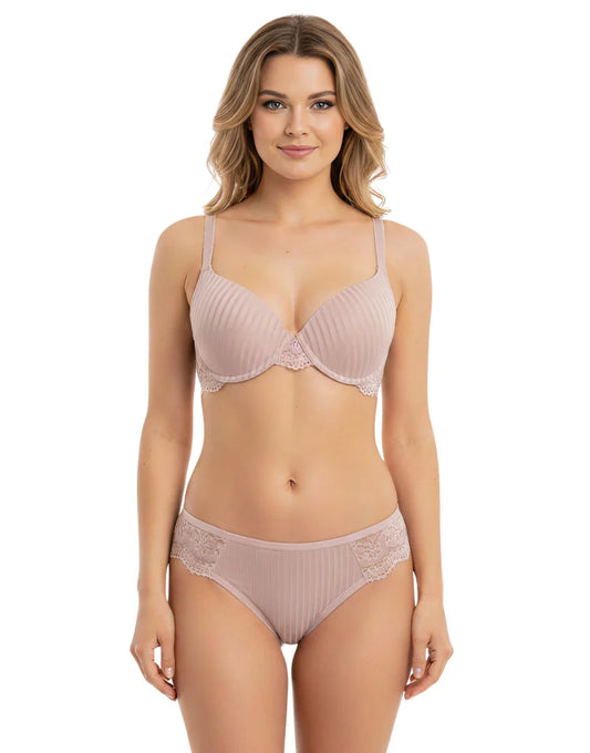 AFIFAH LINGERIE _LIGHTLY PADDED WIRED BRA SET WITH TOUCH OF LACE-ROSE MAUVE