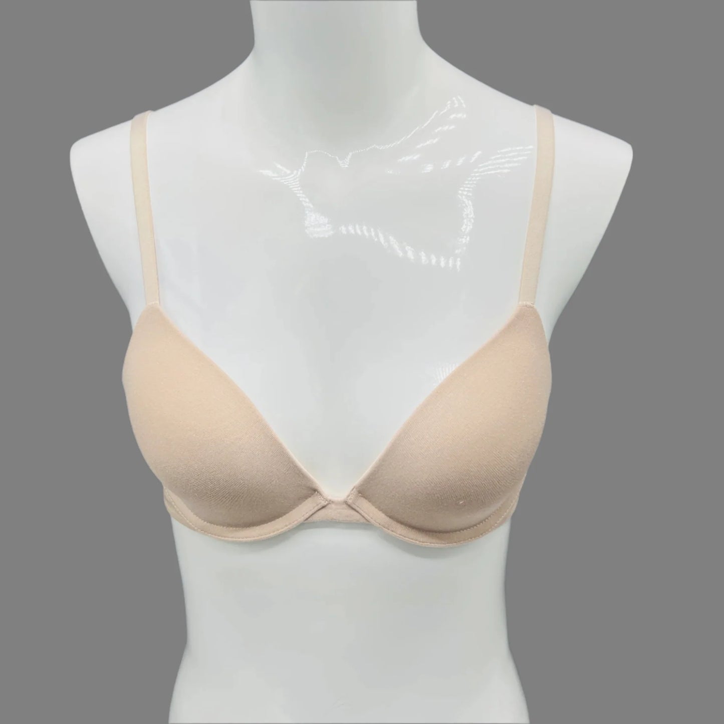 AFIFAH LINGERIE _DEEP PLUNG LIGHTLY PADDED WIRED COTTON T-SHIRT BRA -SKIN