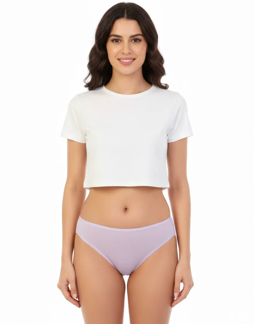 AFIFAH LINGERIE_PACK OF 5 SUPER SOFT COTTON STRETCH BIKINI BRIEFS -ASSORTED