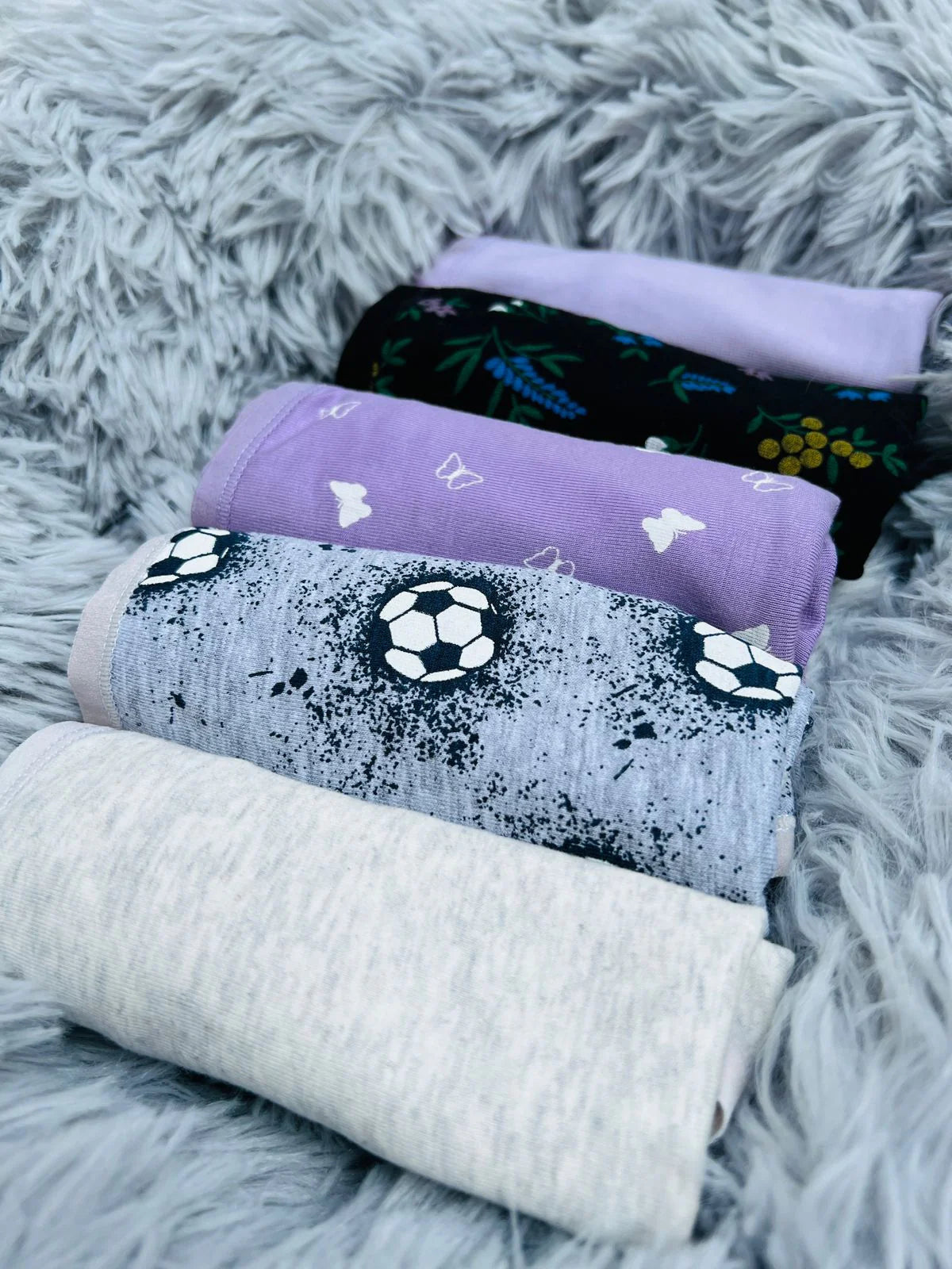 AFIFAH LINGERIE _PACK OF 5 SUPER SOFT COTTON STRETCH PRINTED BIKINI BRIEFS -FOOTBALL