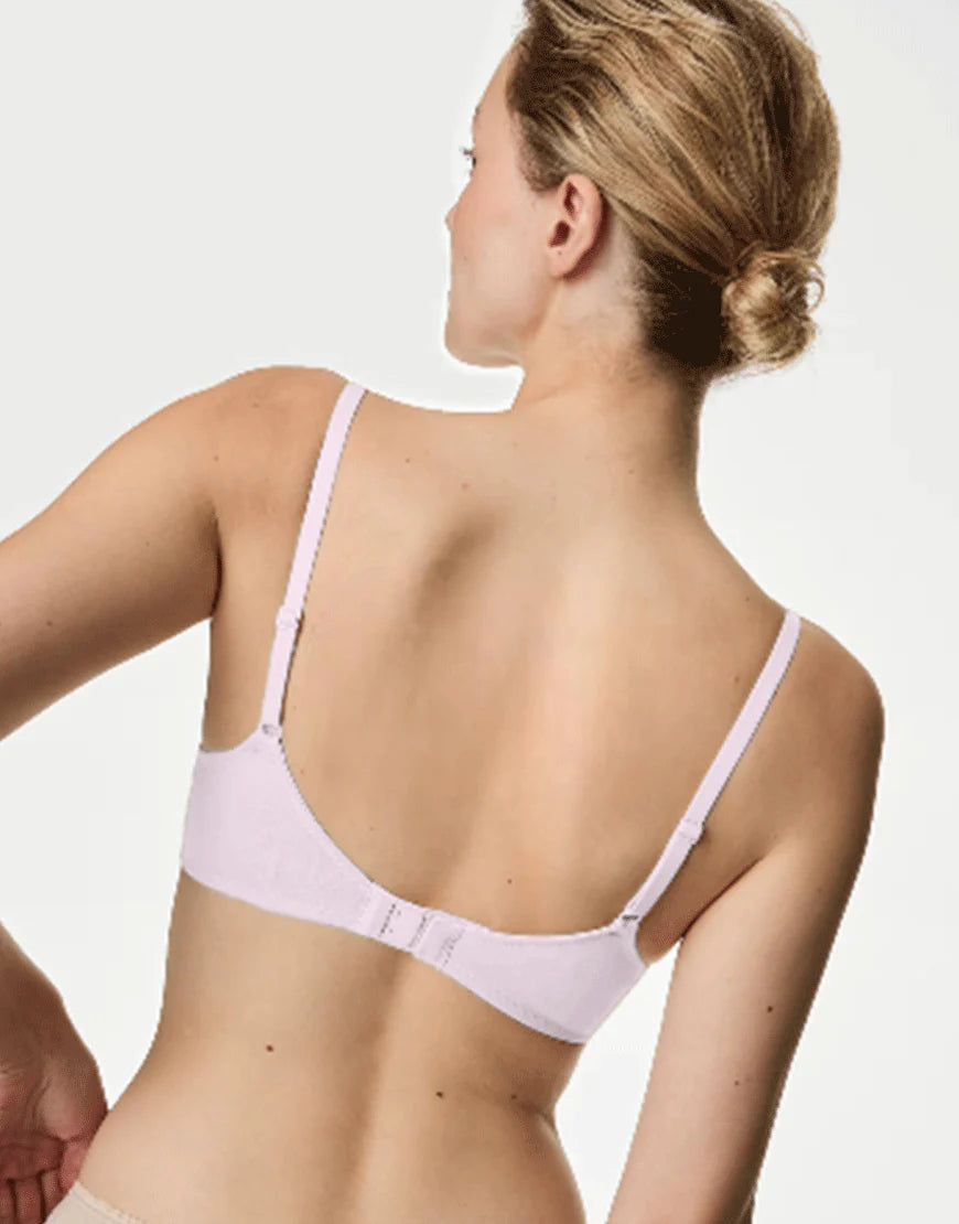 AFIFAH LINGERIE _DEEP PLUNG LIGHTLY PADDED WIRED COTTON T-SHIRT BRA -SKIN